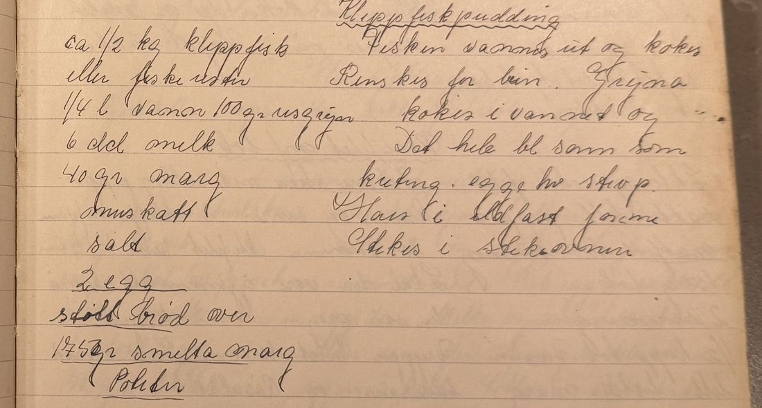Klippfiskpudding, Mors egen skrift