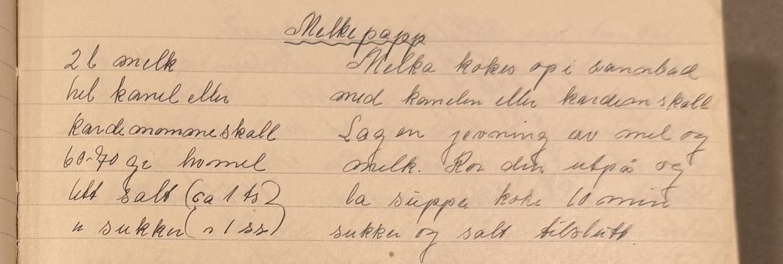 Melke papp, Mors egen skrift