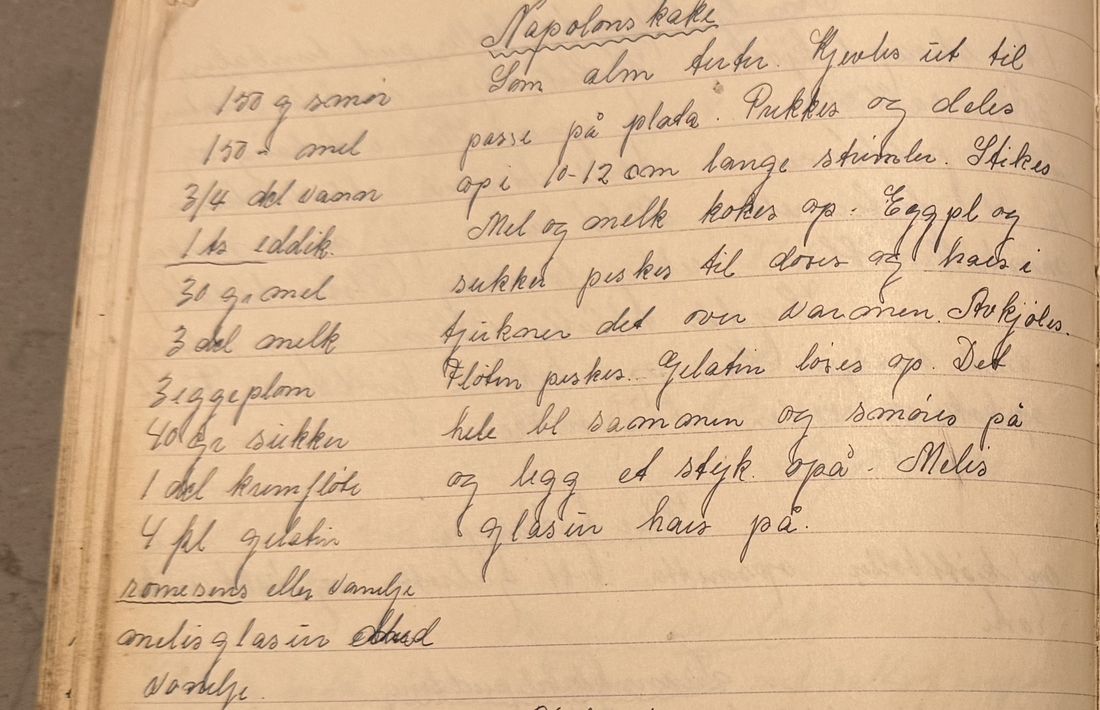 Napolons kake, Mors egen skrift