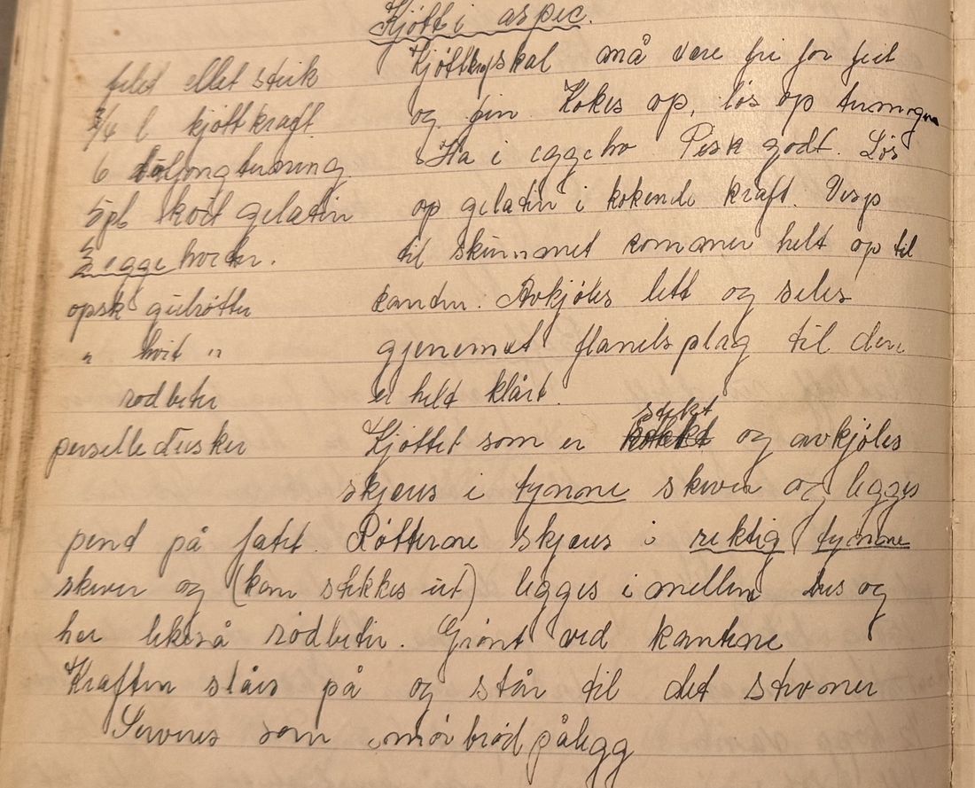Kjøtt i aspic., Mors egen skrift