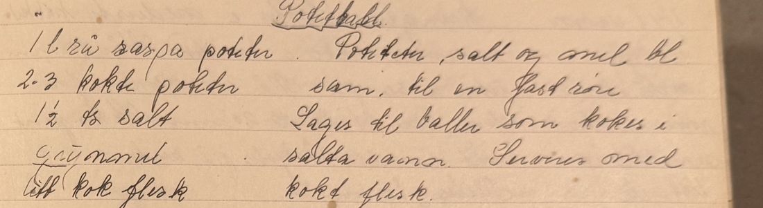 Potetball., Mors egen skrift