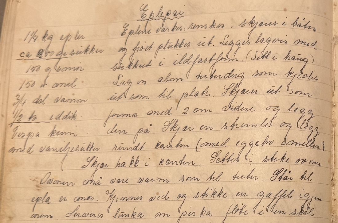 Eplepai, Mors egen skrift