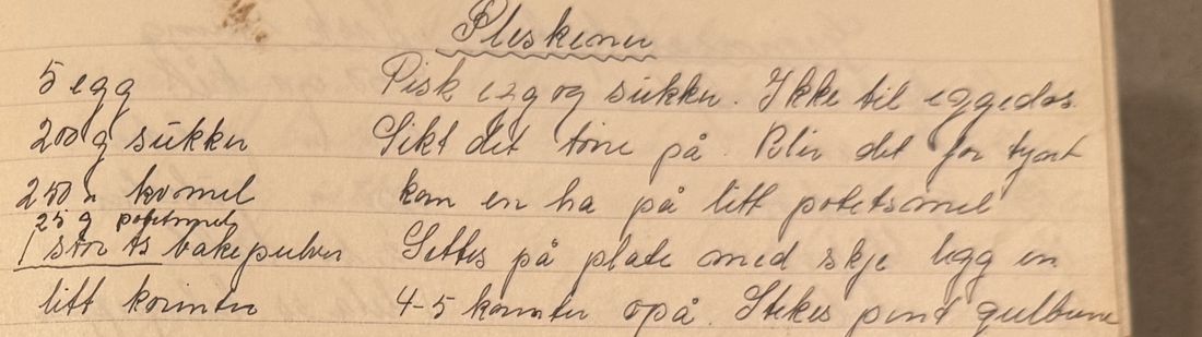 Pleskener, Mors egen skrift