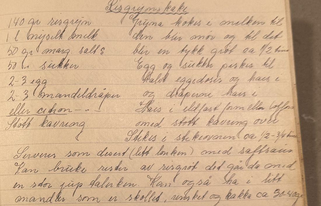 Risgryns kake, Mors egen skrift