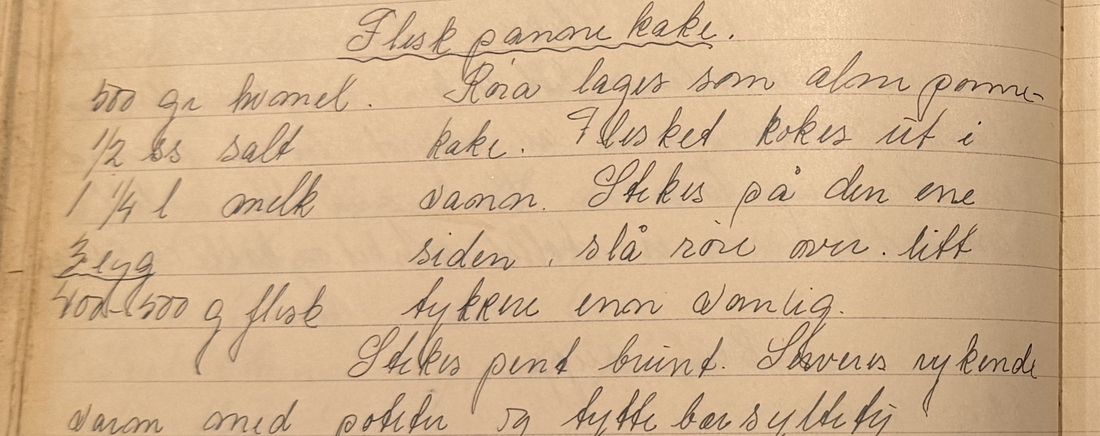 Flesk panne kake, Mors egen skrift
