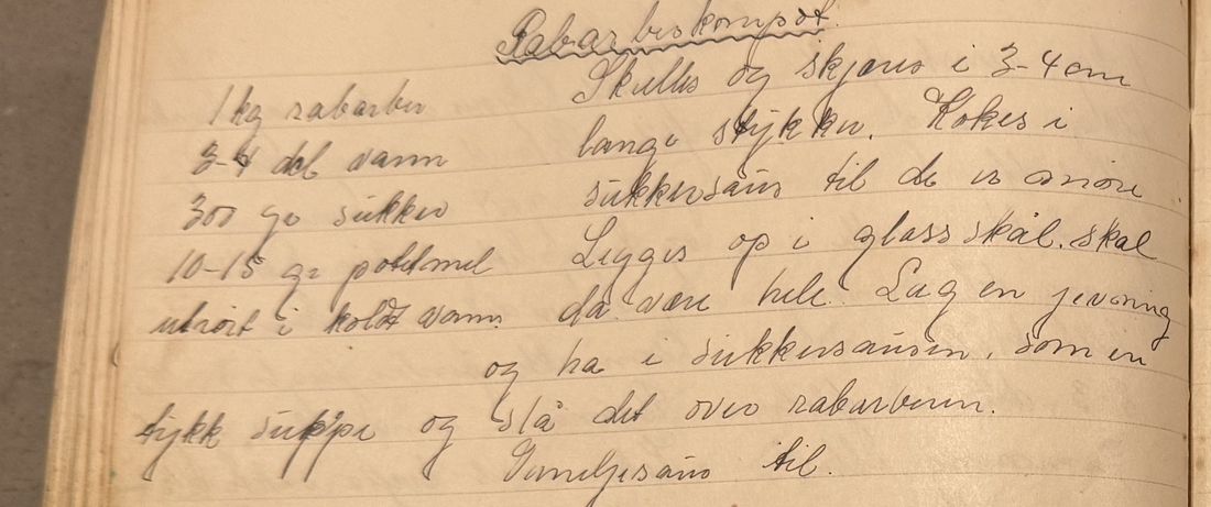 Rabarbrokompot, Mors egen skrift