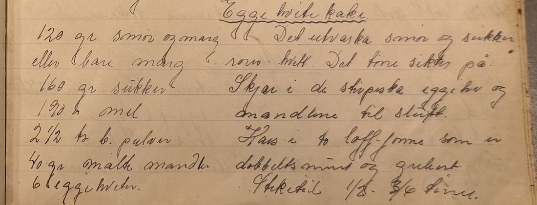 Egge hvite kake, Mors egen skrift