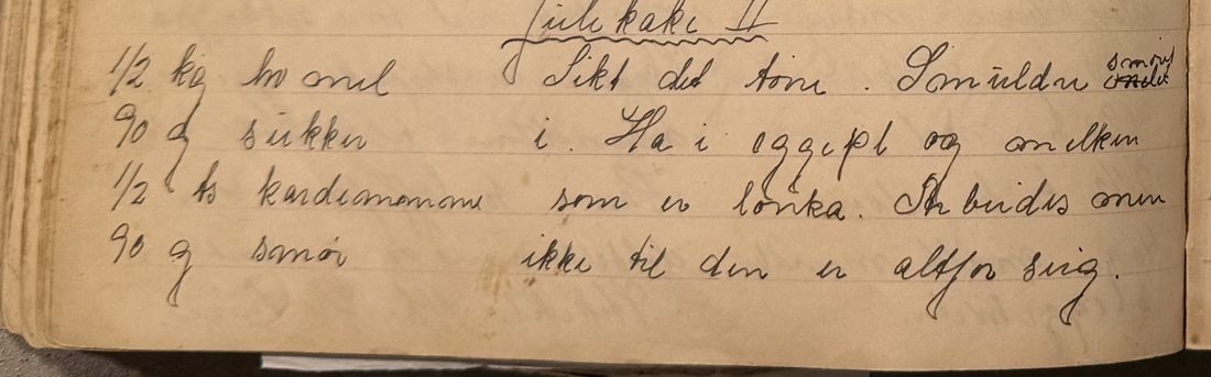 Julekake II, Mors egen skrift
