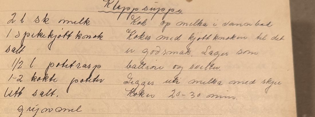 Klappsuppe, Mors egen skrift