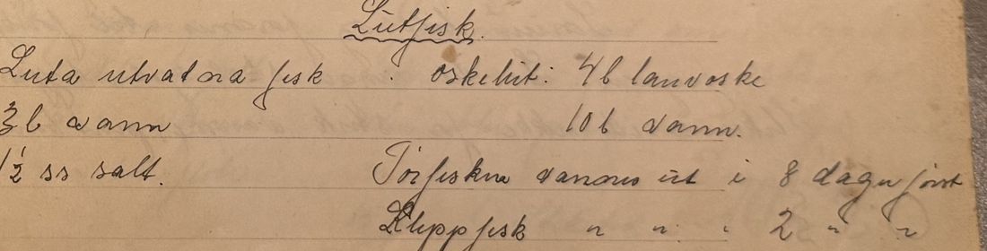 Lutfisk, Mors egen skrift