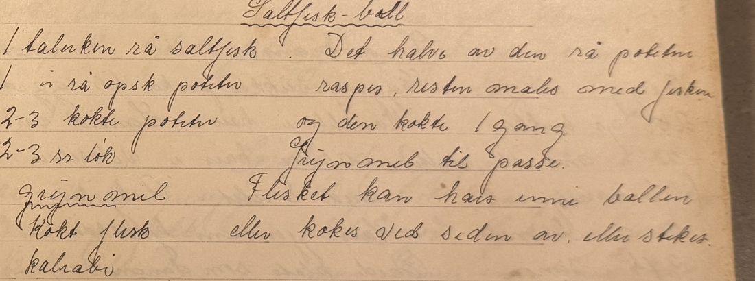 Saltfisk-ball, Mors egen skrift