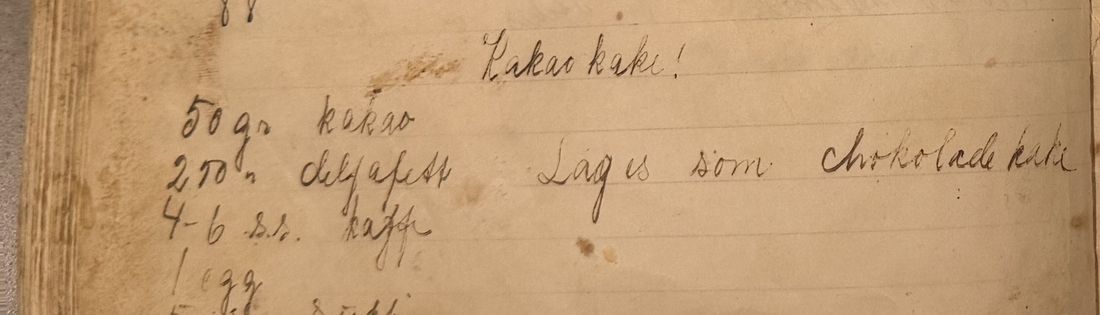 Kakao kake, Mors egen skrift