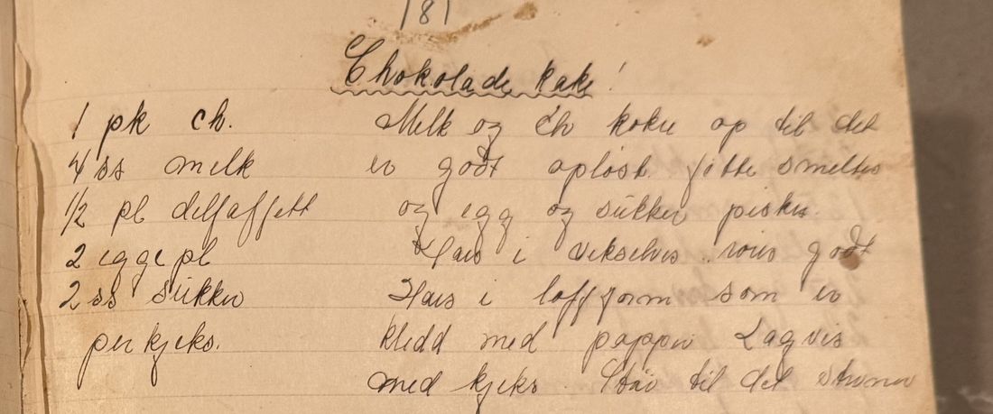 Chokolade kake, Mors egen skrift