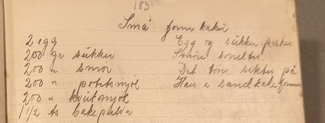 Små form kaker, Mors egen skrift