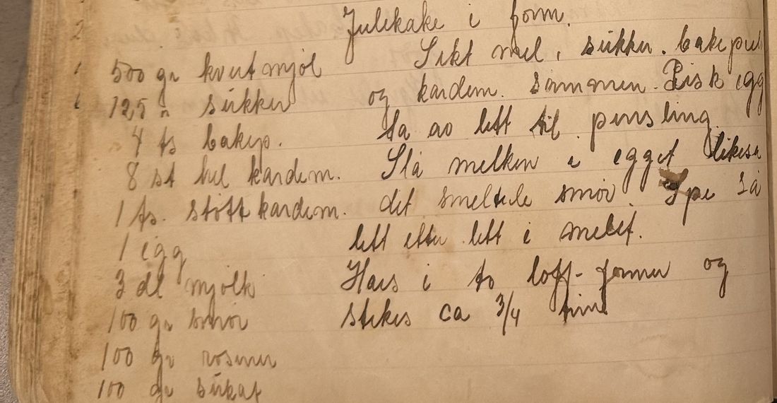 Julekake i form, Mors egen skrift