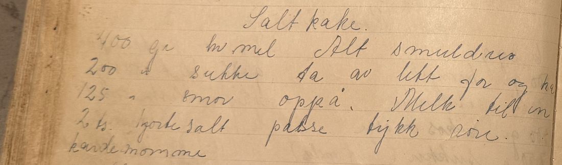 Salt kake, Mors egen skrift