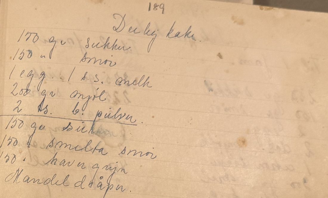 Deilig kake, Mors egen skrift