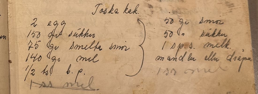 Toska kak, Mors egen skrift