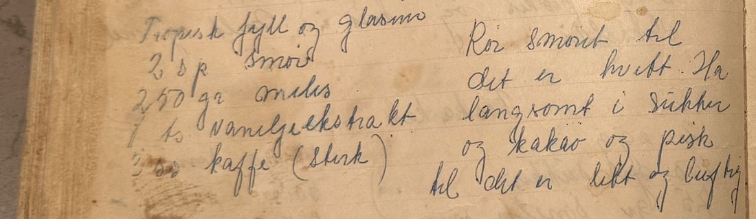 Tropisk fyll og glasur, Mors egen skrift
