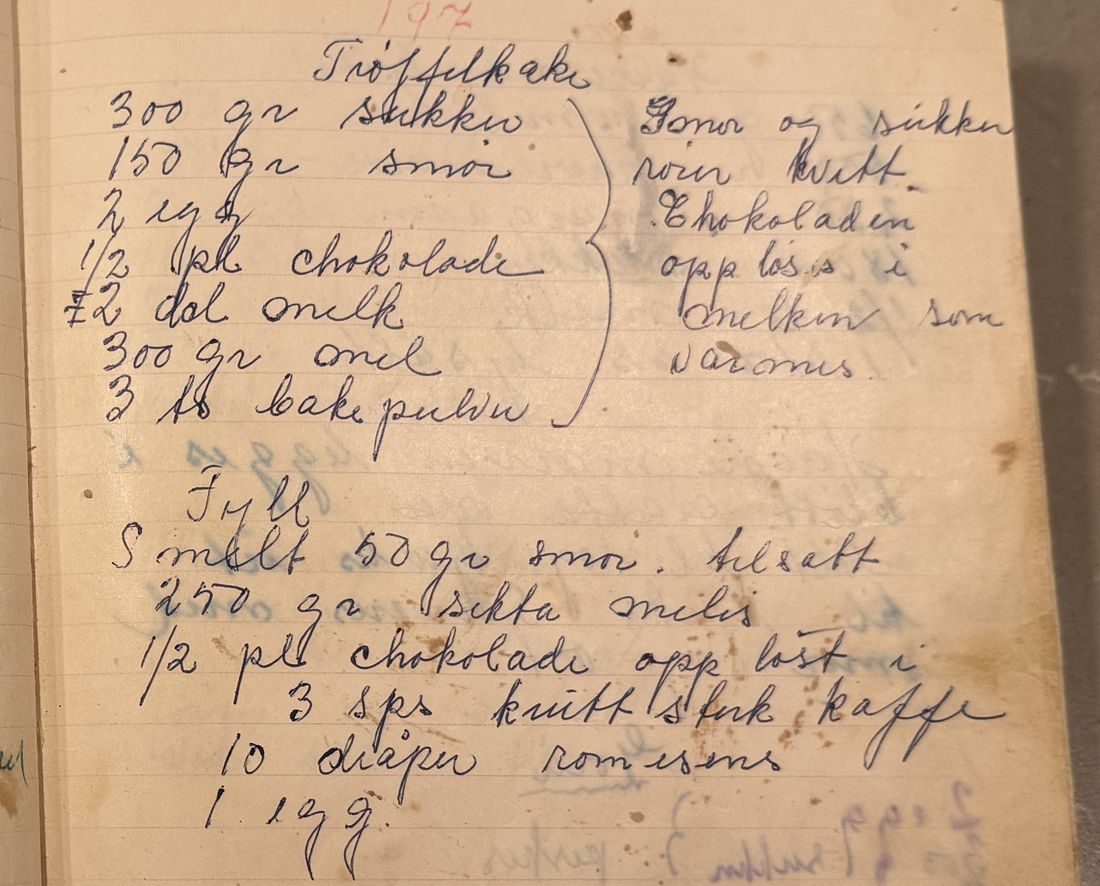 Trøffelkake, Mors egen skrift