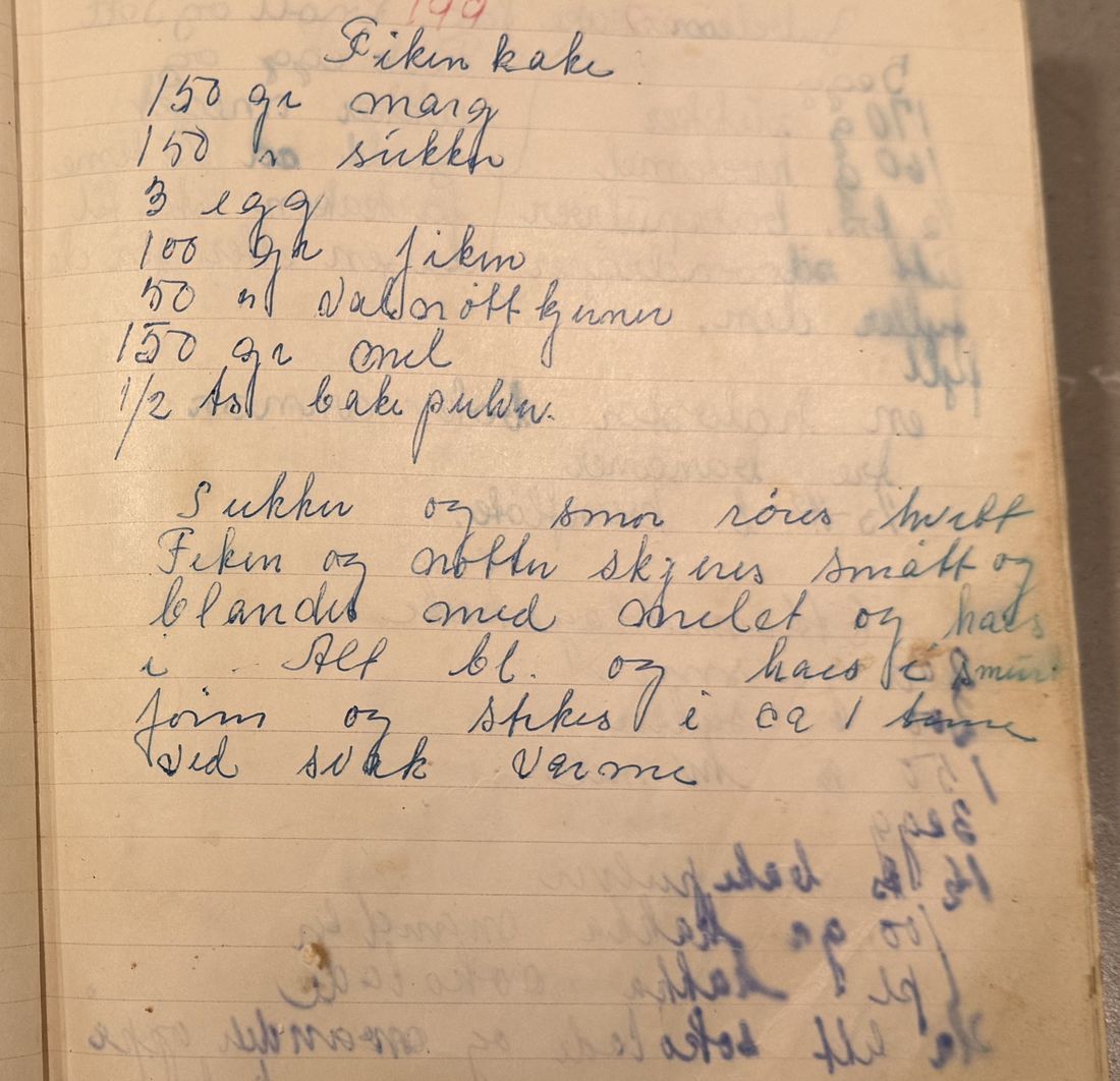 Fiken kake, Mors egen skrift