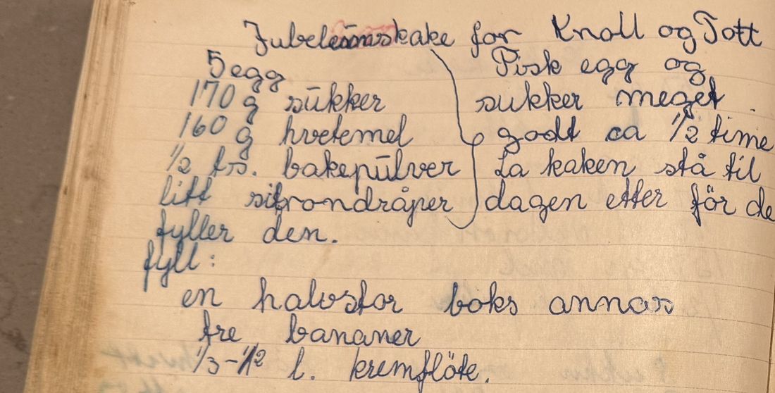 Jubeleumskake for Knoll og Tott, Mors egen skrift