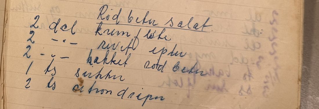 Rød beter salat, Mors egen skrift