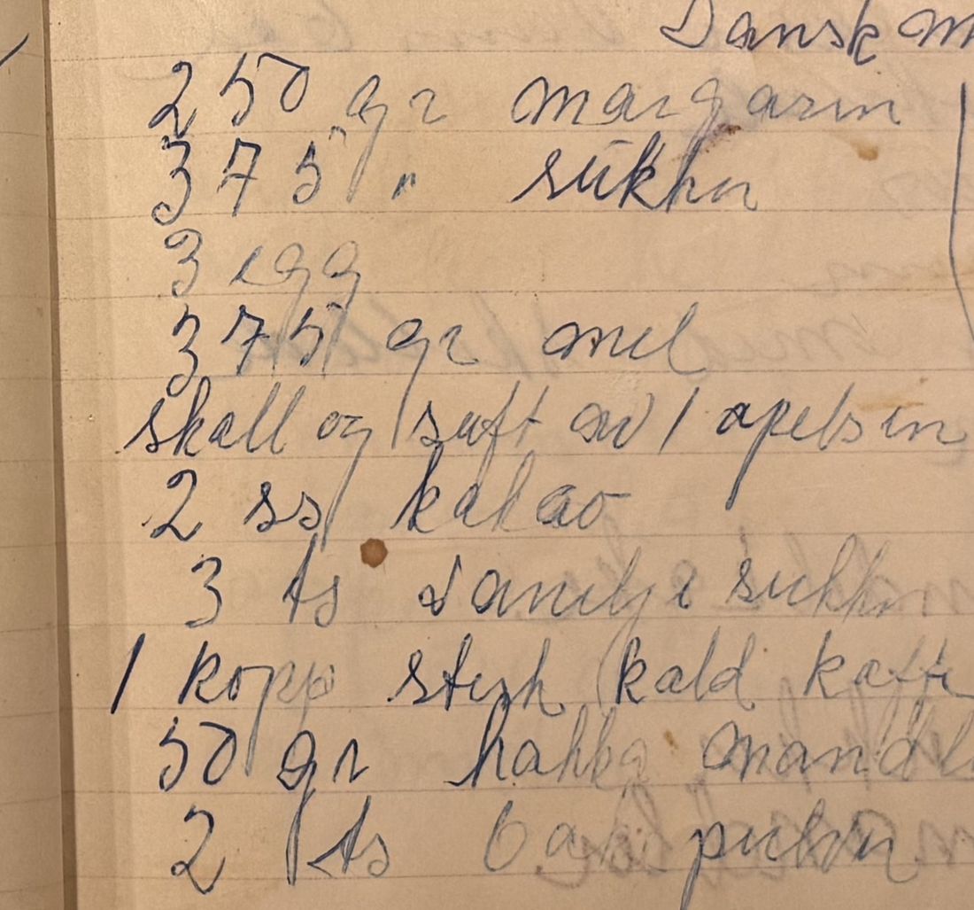 Dansk mokkakake, Mors egen skrift