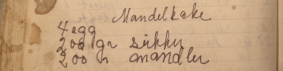 Mandel kake, Mors egen skrift